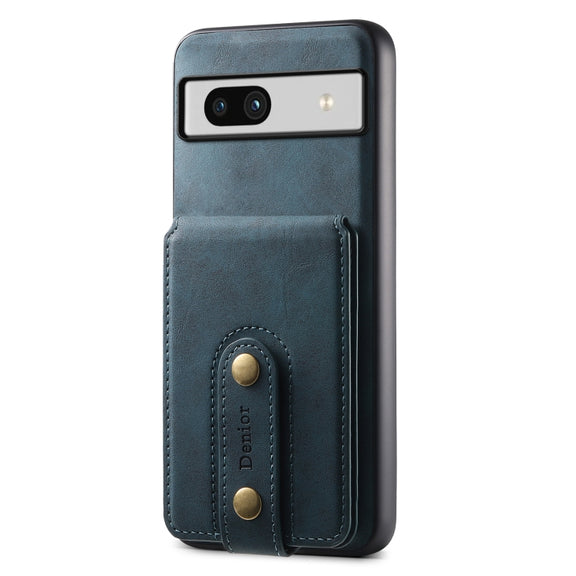 For Google Pixel 7a Denior D14 NK Retro Pattern MagSafe Magnetic Card Holder Leather Phone Case(Blue)