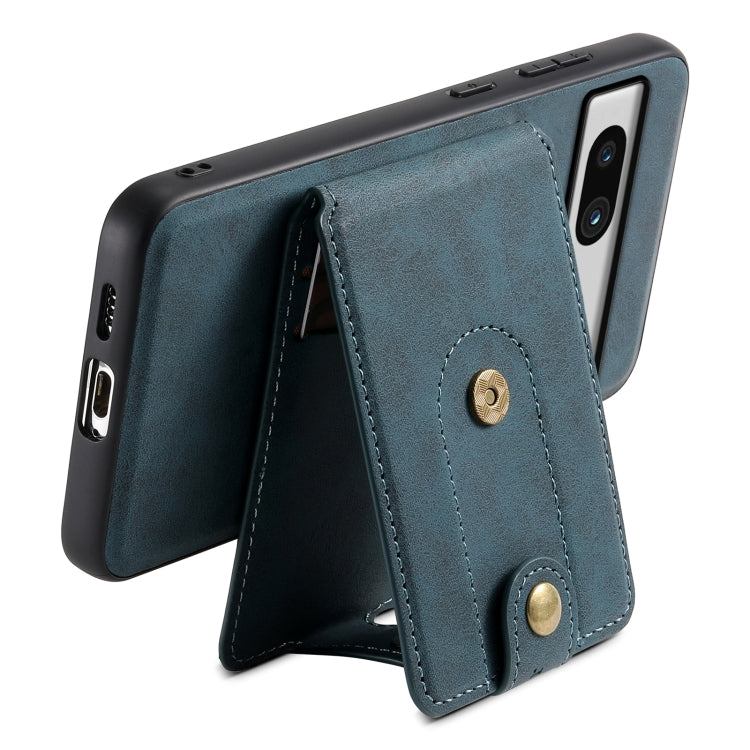For Google Pixel 7a Denior D14 NK Retro Pattern MagSafe Magnetic Card Holder Leather Phone Case(Blue)