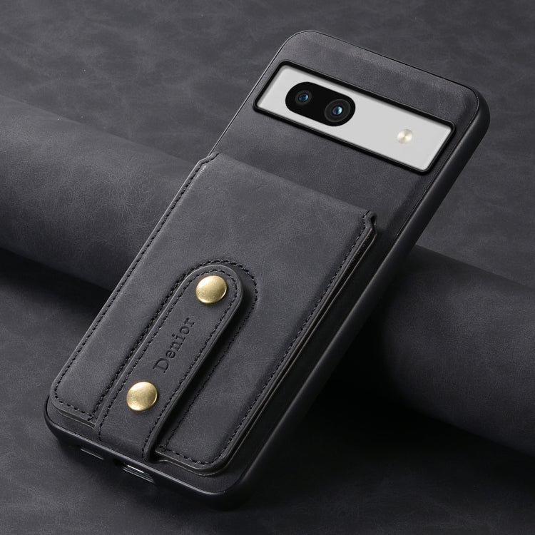 For Google Pixel 7a Denior D14 NK Retro Pattern MagSafe Magnetic Card Holder Leather Phone Case(Black)
