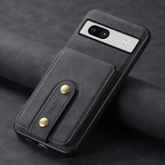 For Google Pixel 7a Denior D14 NK Retro Pattern MagSafe Magnetic Card Holder Leather Phone Case(Black)