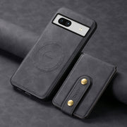 For Google Pixel 7a Denior D14 NK Retro Pattern MagSafe Magnetic Card Holder Leather Phone Case(Black)