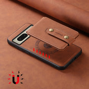 For Google Pixel 8 Denior D14 NK Retro Pattern MagSafe Magnetic Card Holder Leather Phone Case(Brown)