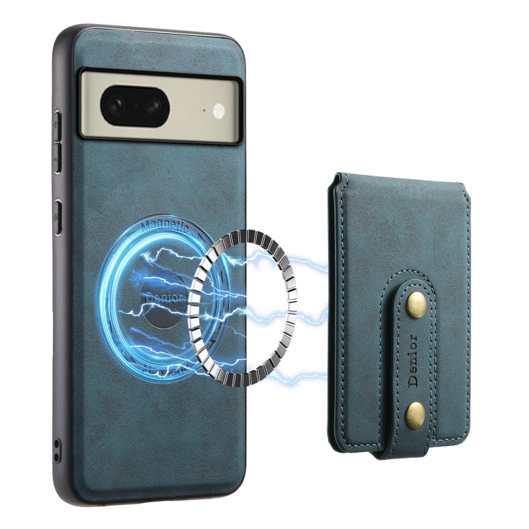 For Google Pixel 8 Denior D14 NK Retro Pattern MagSafe Magnetic Card Holder Leather Phone Case(Blue)