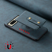 For Google Pixel 8 Denior D14 NK Retro Pattern MagSafe Magnetic Card Holder Leather Phone Case(Blue)
