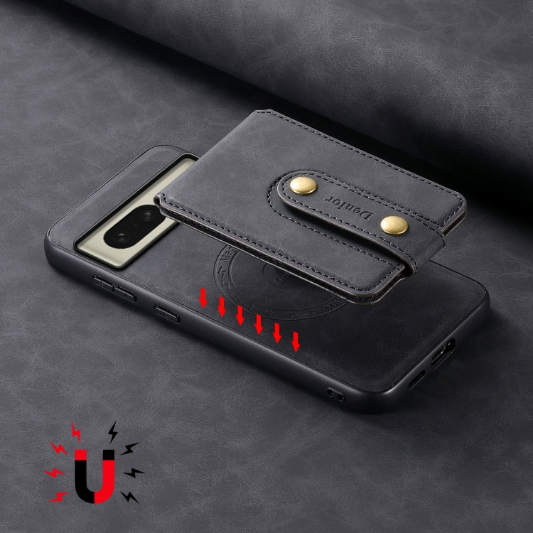 For Google Pixel 8 Denior D14 NK Retro Pattern MagSafe Magnetic Card Holder Leather Phone Case(Black)
