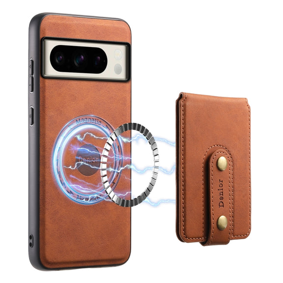 For Google Pixel 8 Pro Denior D14 NK Retro Pattern MagSafe Magnetic Card Holder Leather Phone Case(Brown)