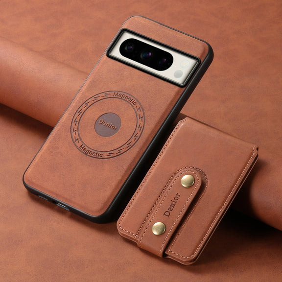 For Google Pixel 8 Pro Denior D14 NK Retro Pattern MagSafe Magnetic Card Holder Leather Phone Case(Brown)