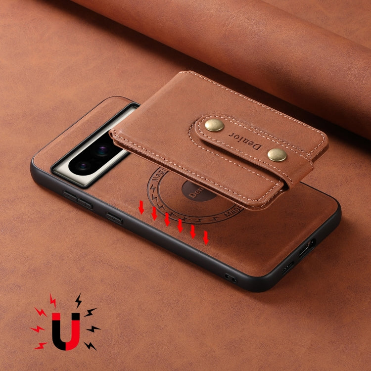 For Google Pixel 8 Pro Denior D14 NK Retro Pattern MagSafe Magnetic Card Holder Leather Phone Case(Brown)