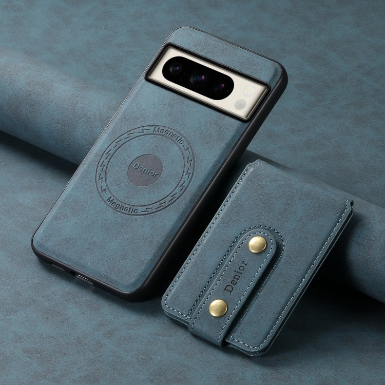For Google Pixel 8 Pro Denior D14 NK Retro Pattern MagSafe Magnetic Card Holder Leather Phone Case(Blue)