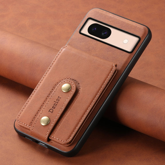 For Google Pixel 8a Denior D14 NK Retro Pattern MagSafe Magnetic Card Holder Leather Phone Case(Brown)