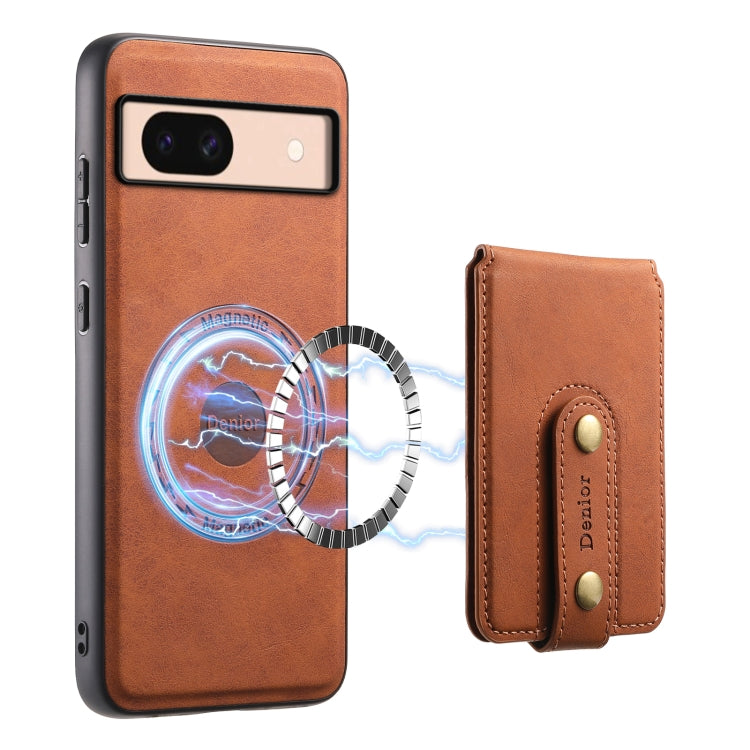 For Google Pixel 8a Denior D14 NK Retro Pattern MagSafe Magnetic Card Holder Leather Phone Case(Brown)