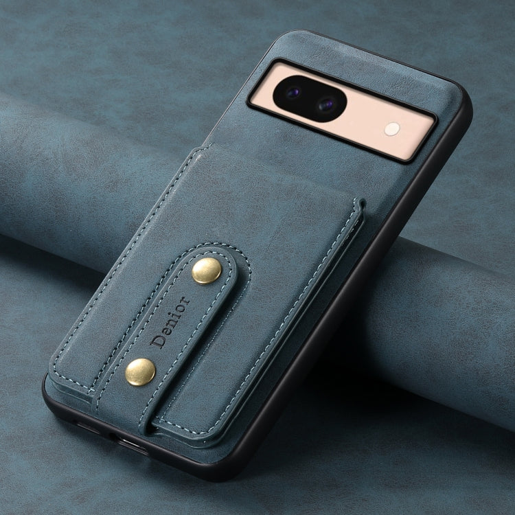 For Google Pixel 8a Denior D14 NK Retro Pattern MagSafe Magnetic Card Holder Leather Phone Case(Blue)