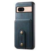 For Google Pixel 8a Denior D14 NK Retro Pattern MagSafe Magnetic Card Holder Leather Phone Case(Blue)