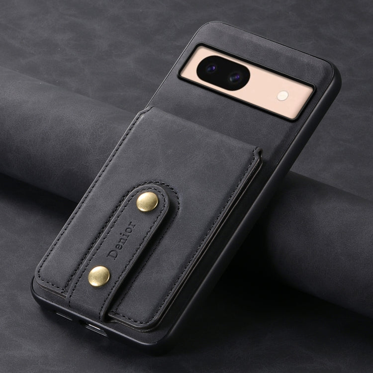 For Google Pixel 8a Denior D14 NK Retro Pattern MagSafe Magnetic Card Holder Leather Phone Case(Black)