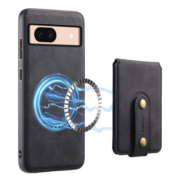 For Google Pixel 8a Denior D14 NK Retro Pattern MagSafe Magnetic Card Holder Leather Phone Case(Black)