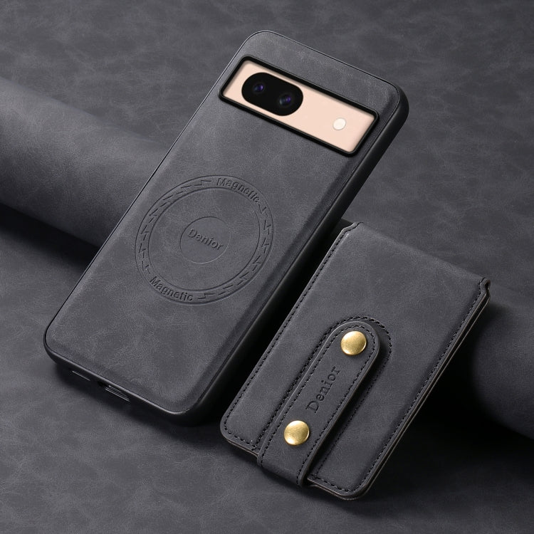 For Google Pixel 8a Denior D14 NK Retro Pattern MagSafe Magnetic Card Holder Leather Phone Case(Black)
