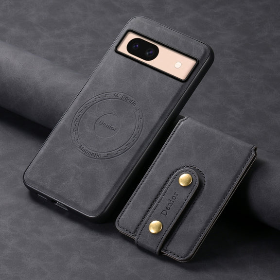 For Google Pixel 8a Denior D14 NK Retro Pattern MagSafe Magnetic Card Holder Leather Phone Case(Black)