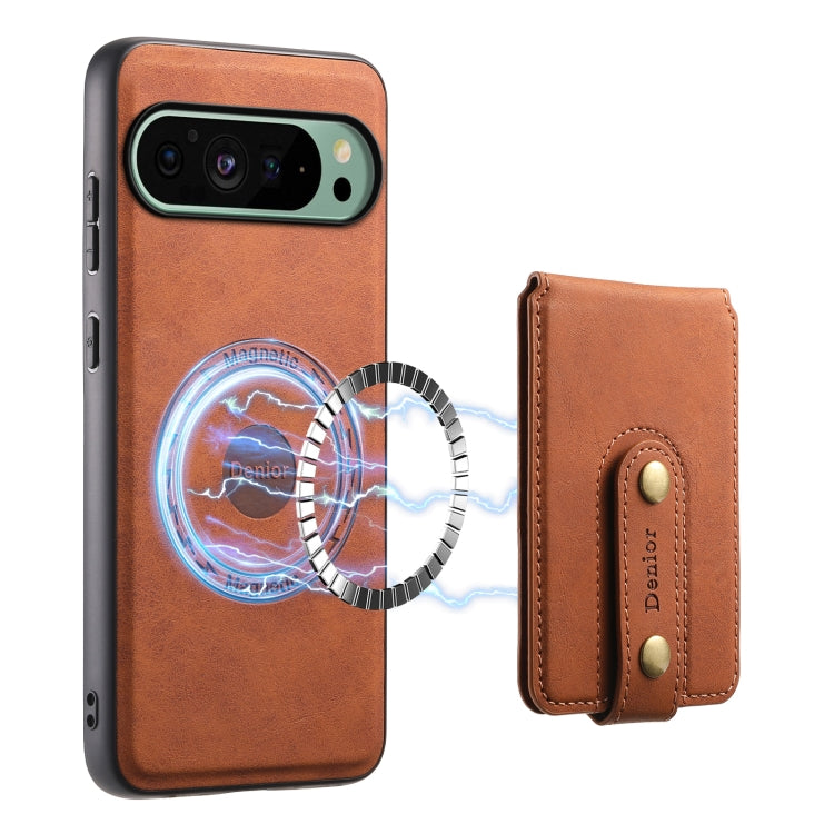 For Google Pixel 9 Denior D14 NK Retro Pattern MagSafe Magnetic Card Holder Leather Phone Case(Brown)