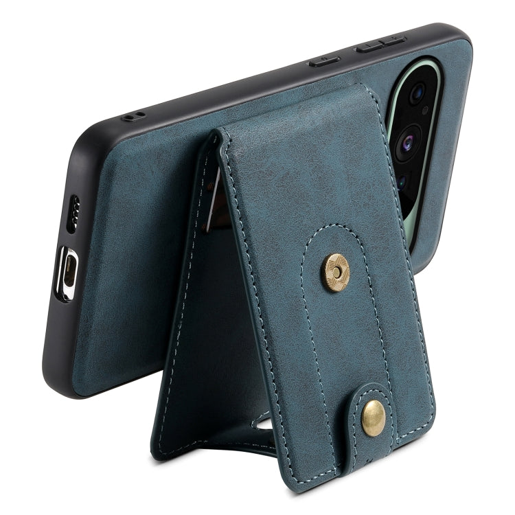 For Google Pixel 9 Denior D14 NK Retro Pattern MagSafe Magnetic Card Holder Leather Phone Case(Blue)