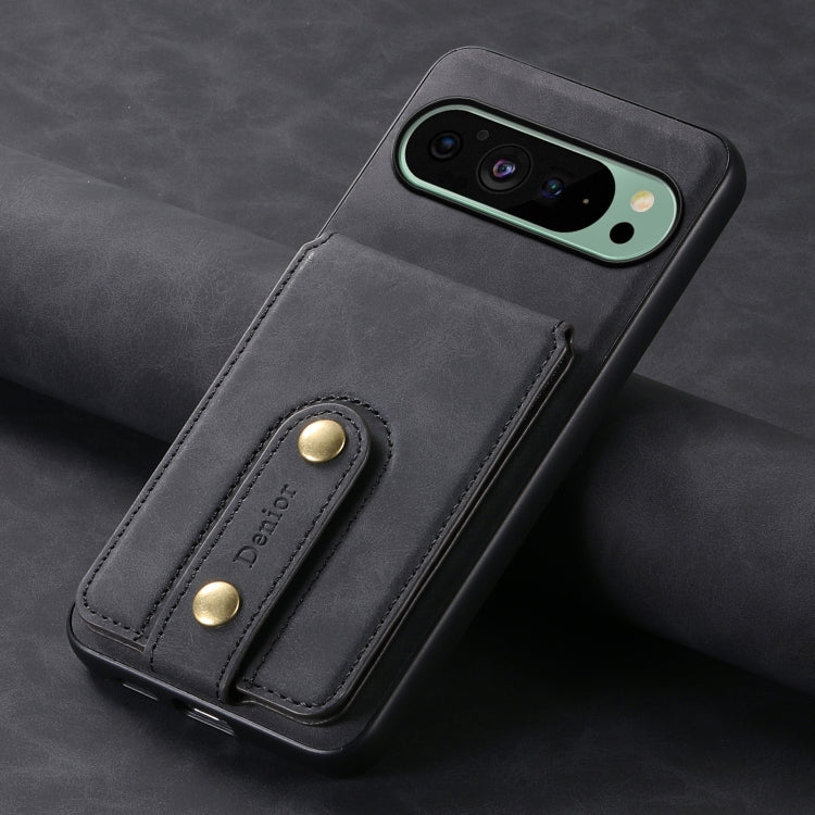 For Google Pixel 9 Denior D14 NK Retro Pattern MagSafe Magnetic Card Holder Leather Phone Case(Black)