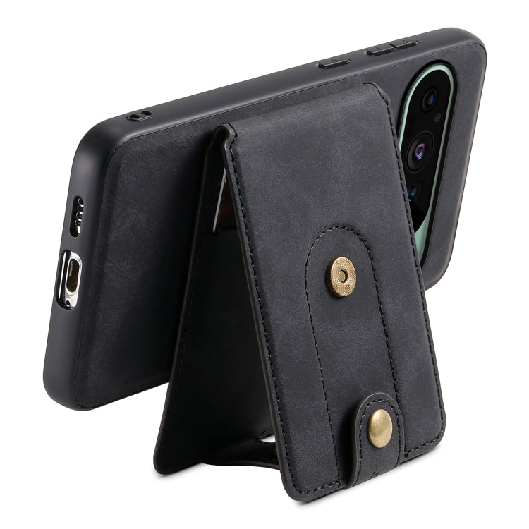 For Google Pixel 9 Denior D14 NK Retro Pattern MagSafe Magnetic Card Holder Leather Phone Case(Black)