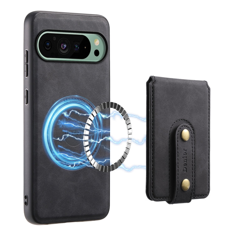 For Google Pixel 9 Denior D14 NK Retro Pattern MagSafe Magnetic Card Holder Leather Phone Case(Black)