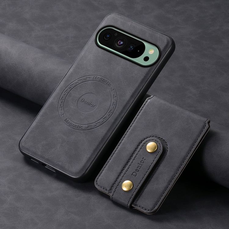 For Google Pixel 9 Denior D14 NK Retro Pattern MagSafe Magnetic Card Holder Leather Phone Case(Black)