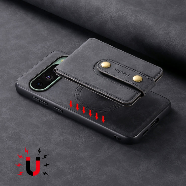 For Google Pixel 9 Denior D14 NK Retro Pattern MagSafe Magnetic Card Holder Leather Phone Case(Black)