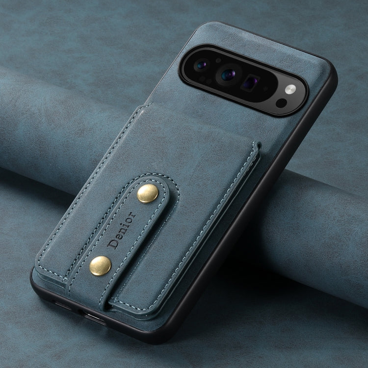 For Google Pixel 9 Pro Denior D14 NK Retro Pattern MagSafe Magnetic Card Holder Leather Phone Case(Blue)