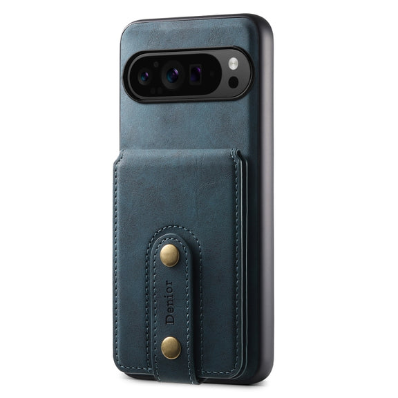 For Google Pixel 9 Pro Denior D14 NK Retro Pattern MagSafe Magnetic Card Holder Leather Phone Case(Blue)