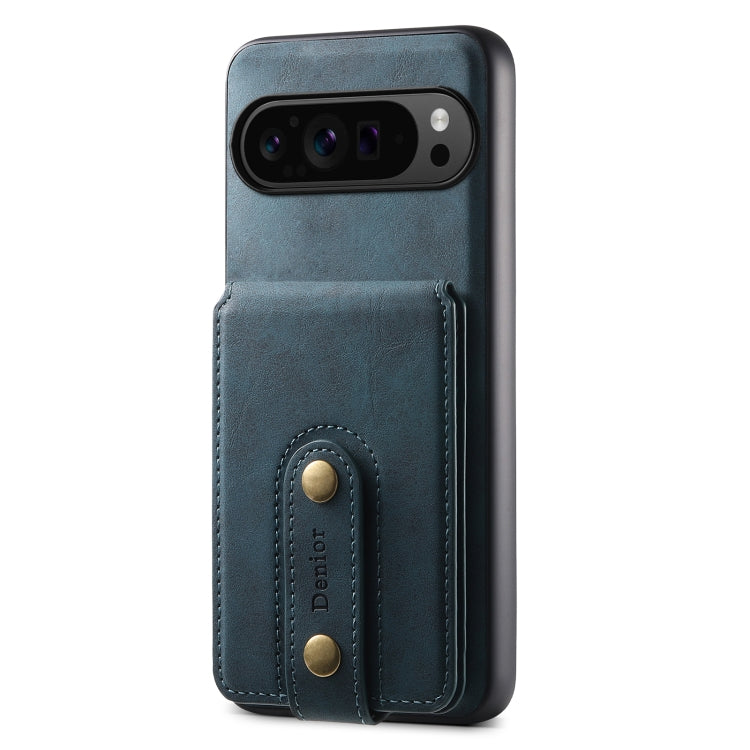 For Google Pixel 9 Pro Denior D14 NK Retro Pattern MagSafe Magnetic Card Holder Leather Phone Case(Blue)