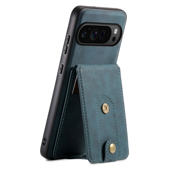 For Google Pixel 9 Pro Denior D14 NK Retro Pattern MagSafe Magnetic Card Holder Leather Phone Case(Blue)