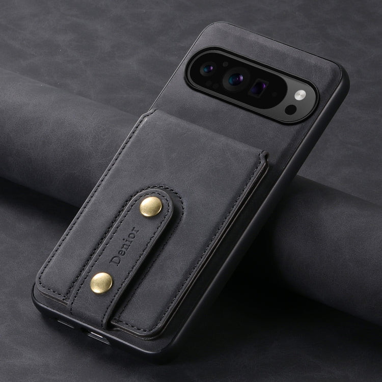 For Google Pixel 9 Pro Denior D14 NK Retro Pattern MagSafe Magnetic Card Holder Leather Phone Case(Black)
