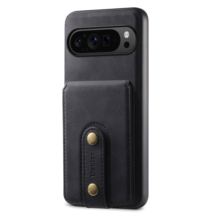 For Google Pixel 9 Pro Denior D14 NK Retro Pattern MagSafe Magnetic Card Holder Leather Phone Case(Black)