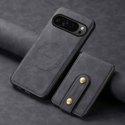 For Google Pixel 9 Pro Denior D14 NK Retro Pattern MagSafe Magnetic Card Holder Leather Phone Case(Black)