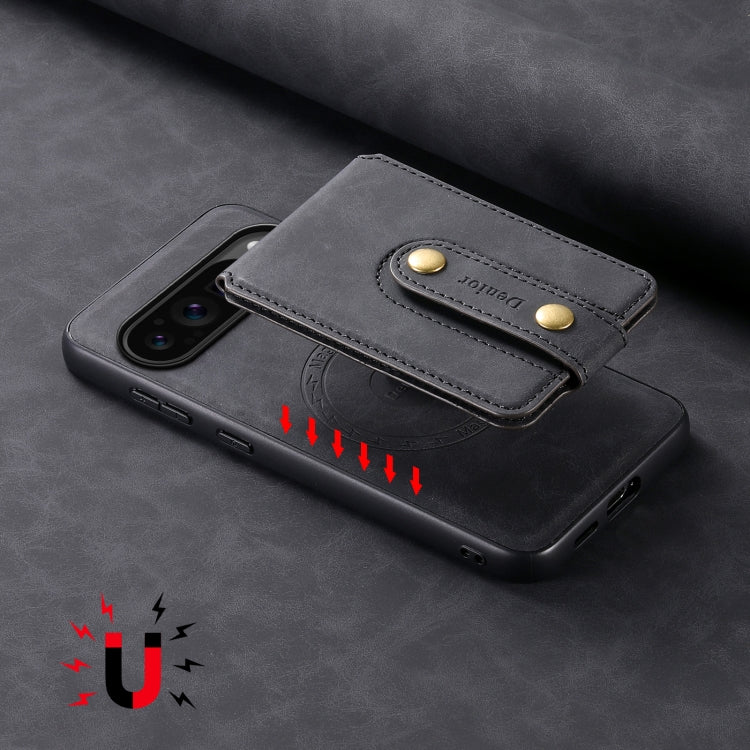 For Google Pixel 9 Pro Denior D14 NK Retro Pattern MagSafe Magnetic Card Holder Leather Phone Case(Black)
