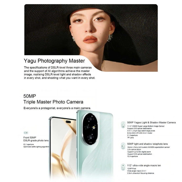 Honor 200 Pro, 12GB+512GB, Screen Fingerprint Identification, 6.78 inch MagicOS 8.0 Snapdragon 8s Gen 3 Octa Core, Network: 5G, NFC, OTG(Blue)