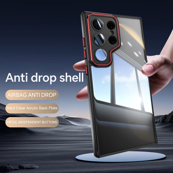 For Samsung Galaxy S25 Ultra 5G Acrylic Hybrid TPU Armor Shockproof Phone Case(Black Red)