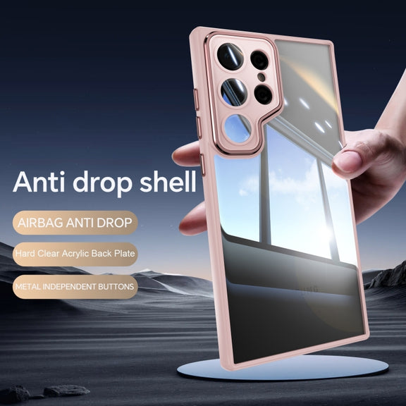 For Samsung Galaxy S25 Ultra 5G Acrylic Hybrid TPU Armor Shockproof Phone Case(Pink)