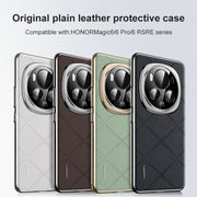 For Honor Magic6 Pro Plain Leather PC Phone Case(Brown)