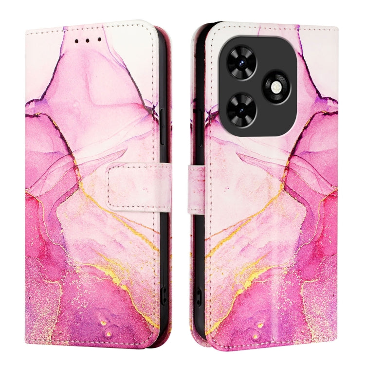 For Tecno Spark Go 2024 / Spark 20C PT003 Marble Pattern Flip Leather Phone Case(Pink Purple Gold)