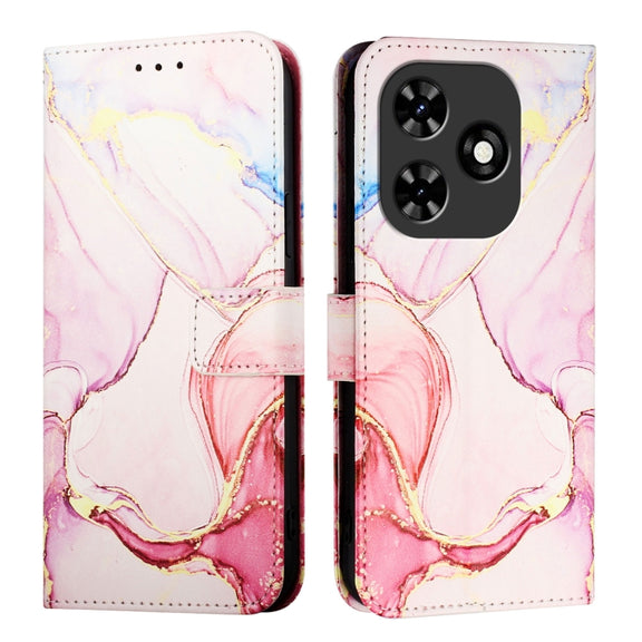 For Tecno Spark Go 2024 / Spark 20C PT003 Marble Pattern Flip Leather Phone Case(Rose Gold)