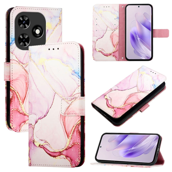 For Tecno Spark Go 2024 / Spark 20C PT003 Marble Pattern Flip Leather Phone Case(Rose Gold)