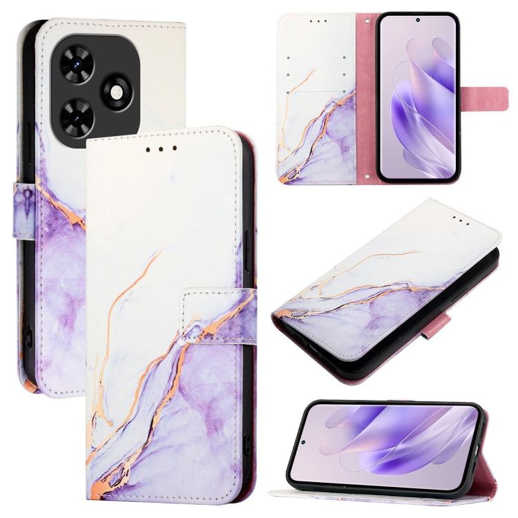 For Tecno Spark Go 2024 / Spark 20C PT003 Marble Pattern Flip Leather Phone Case(White Purple)