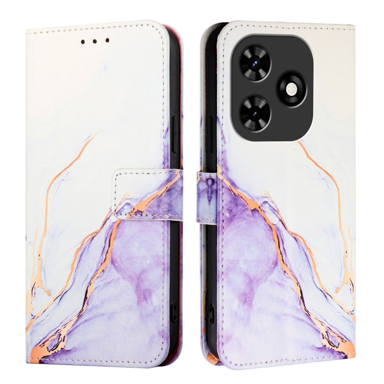 For Tecno Spark Go 2024 / Spark 20C PT003 Marble Pattern Flip Leather Phone Case(White Purple)
