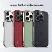 For iPhone 16 Plain Leather PC Phone Case(White)