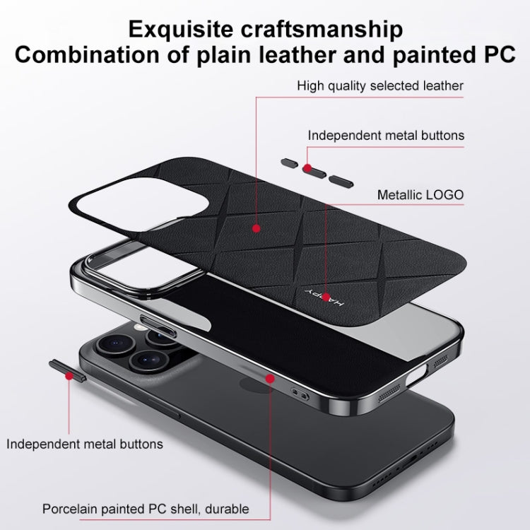 For iPhone 16 Pro Max Plain Leather PC Phone Case(Black)