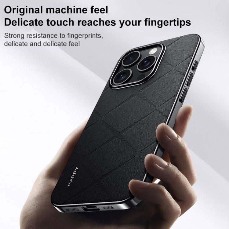 For iPhone 16 Plain Leather PC Phone Case(White)