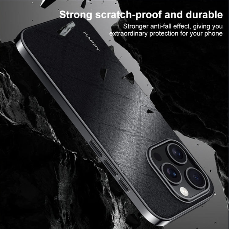 For iPhone 16 Plain Leather PC Phone Case(White)