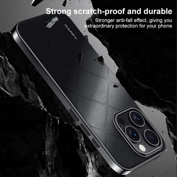 For iPhone 16 Plain Leather PC Phone Case(White)